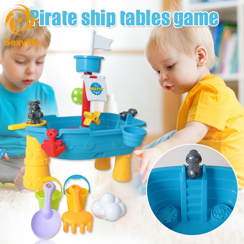 sand and water table pirate ship