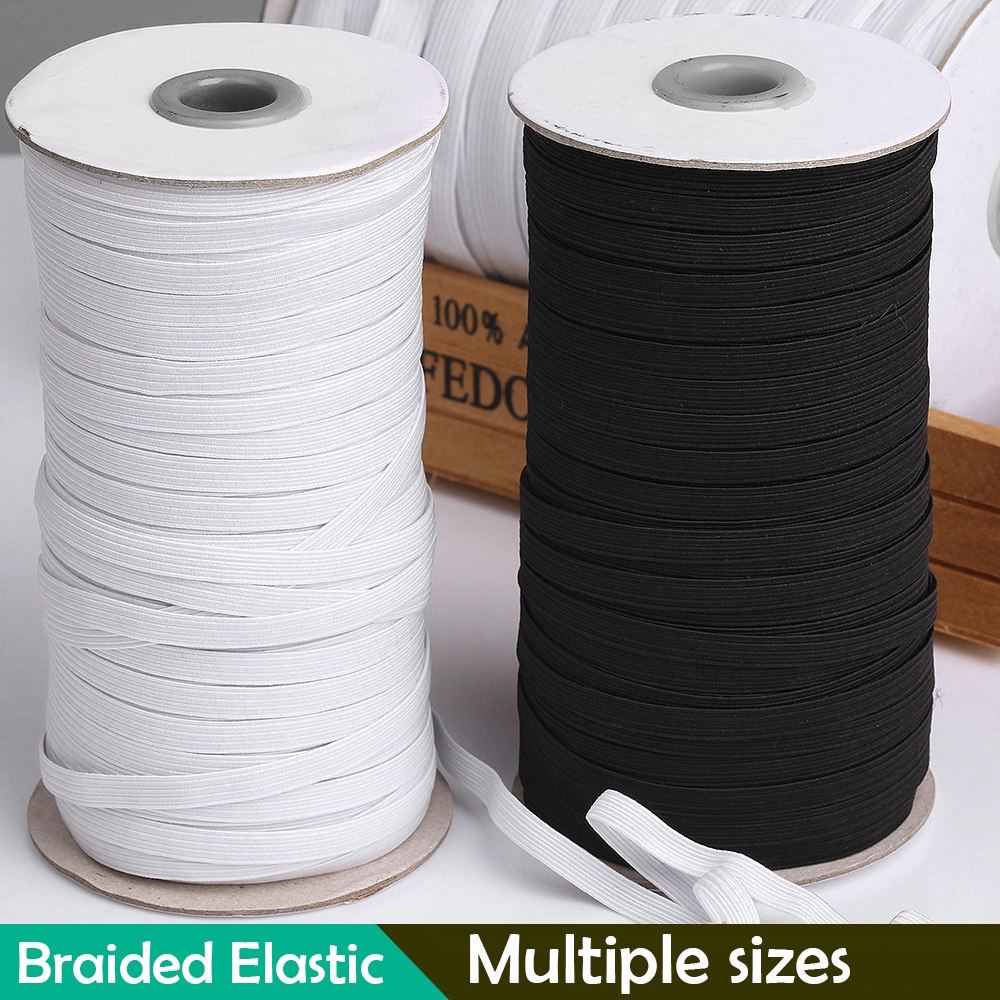 3mm/5mm White Elastic Bands Cord for Face Mask,5m Elastic Belt,Mask Rope,Flat Braided Elastic Rope DIY Sewing Crafts,for Waistband,Cuffs,Bedspread 