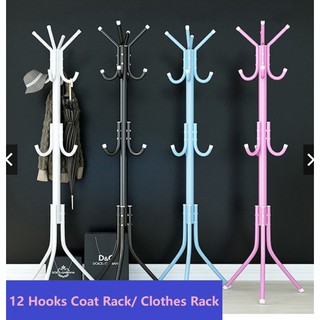 The Furniture Store 12 Hooks Clothes Rack Hat and Coat & Garment Hanger Standing Rack