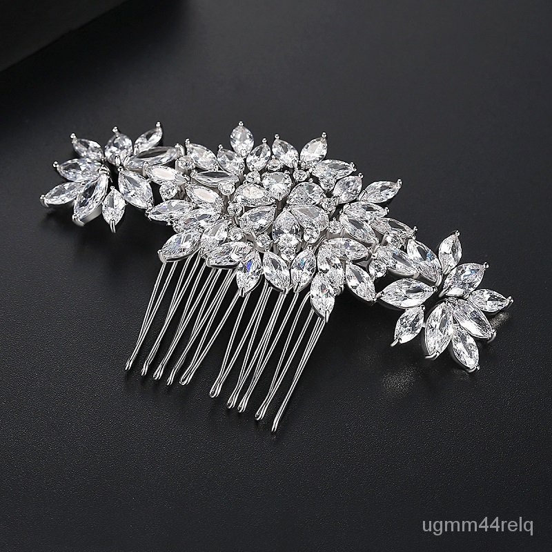 SLBRIDAL Luxury Trendy Prong Setting Cubic Zirconia Bridal Hair Comb  Wedding Headpieces Women Girls Jewelry Hair Accesso | Shopee Singapore