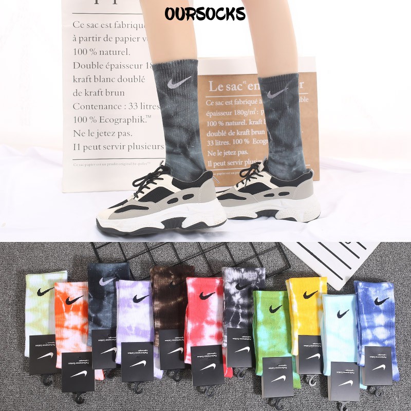 Oursocks Nike Tie Dye Basketball Socks Couple Models Full Cotton Socks Hipster Nike Socks Tie Dyed Socks Shopee Singapore