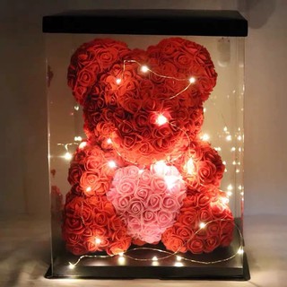 rose bear with lights