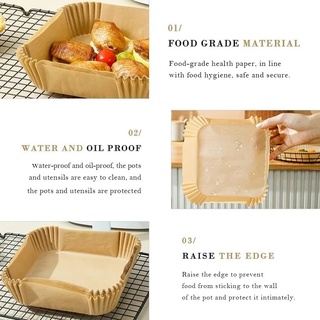 30/50/100 Sheets Square Disposable Paper Mats/ Air Fryer Non-Stick Paper Liner/ Multifunction Kitchen Waterproof Baking Pan #7