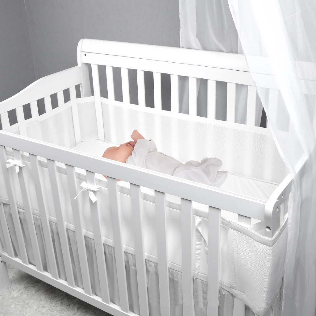 Summer Breathable Mesh Crib Bumper Infant Crib Protector Baby