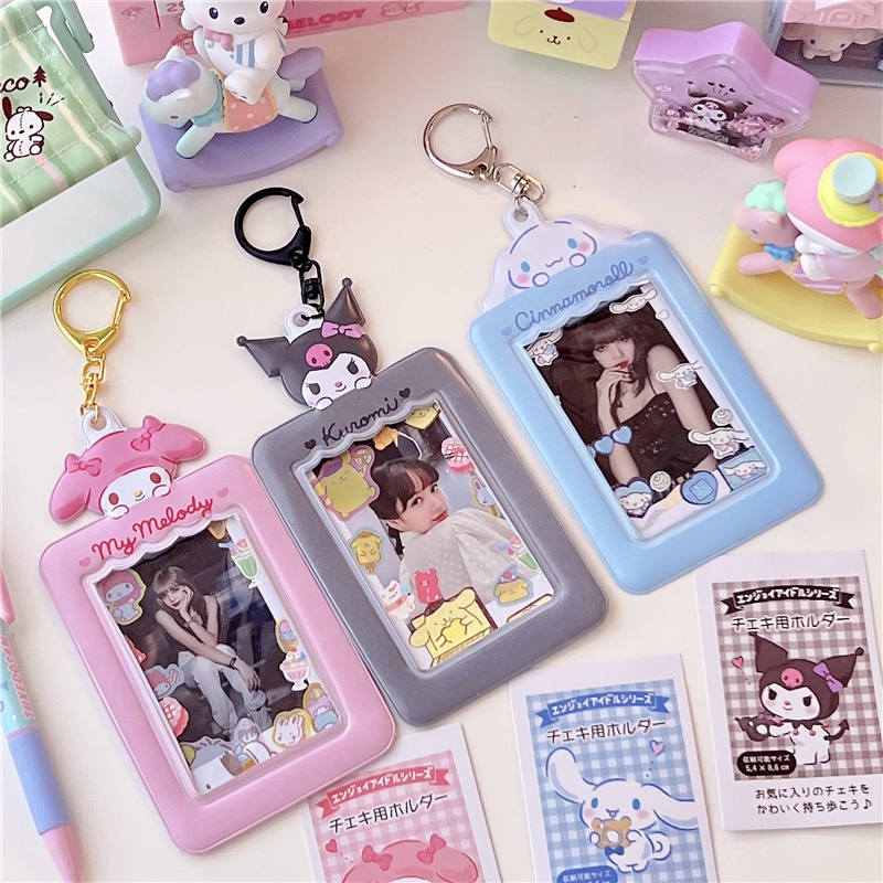 Kawaii Kuromi Cinnamoroll Photocard Keychain Card Holder Set Photo Protector Lanyard Hoder With 3958