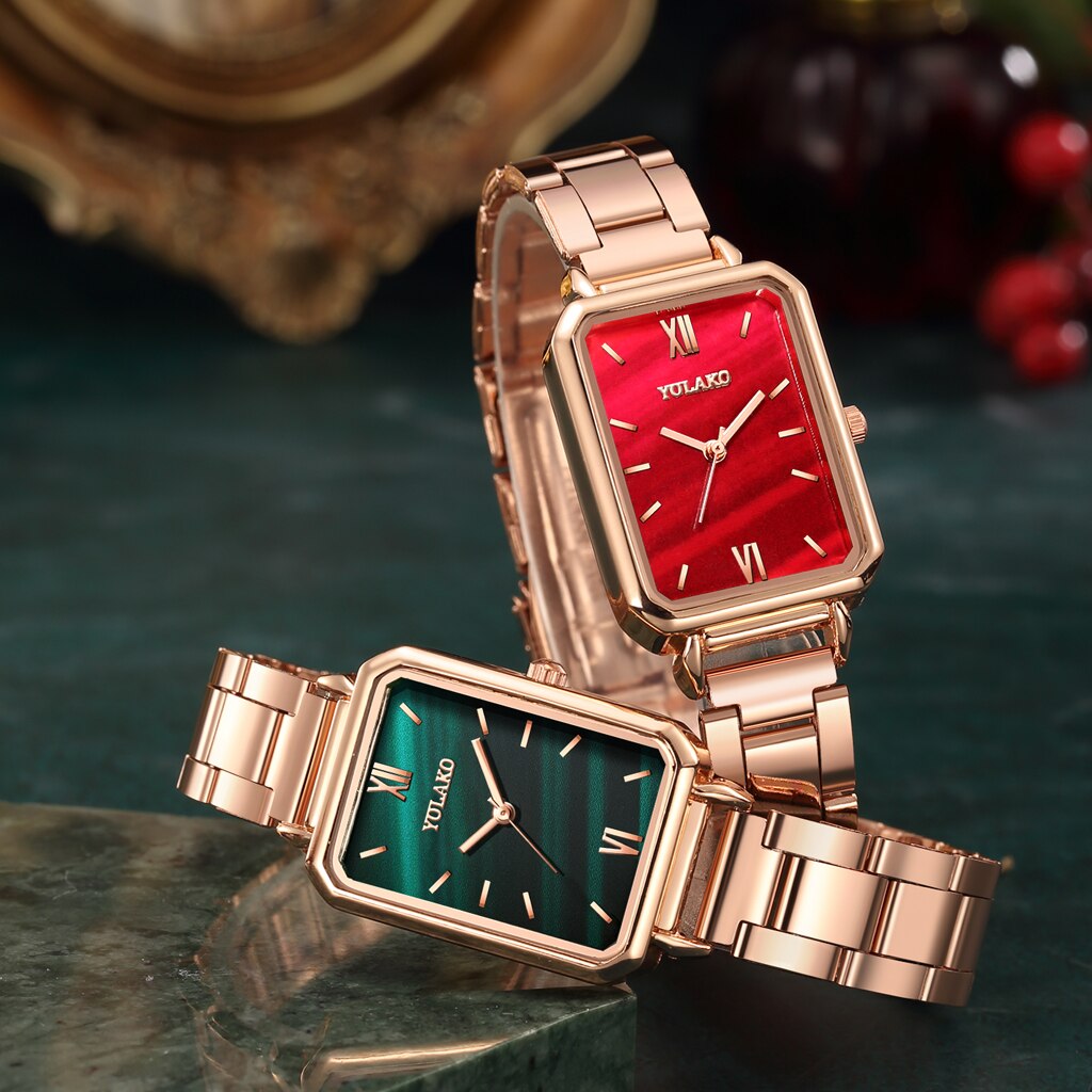 gold rectangle womens watch