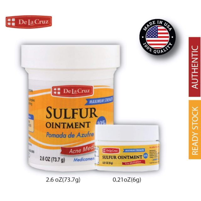 De La Cruz Sulfur Ointment Acne Medication Maximum Strength 0 21 Oz 6 G 2 6 Oz 73 7 G Shopee Singapore