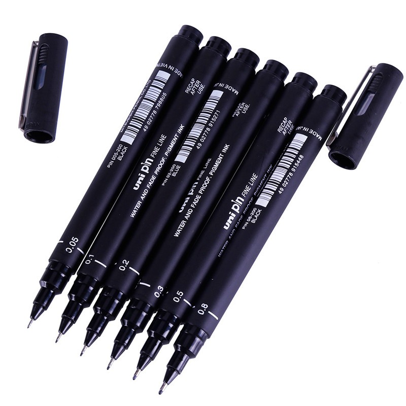 Bl 6pcs Uni Pin Drawing Pen Fine Line 005 01 02 03 05 08 Needle Pen Shopee Singapore