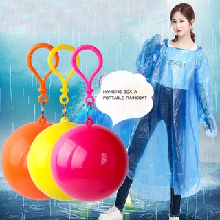 Convenient Portable Rain Ponchos Ball for Kids Adults Disposable Extra Thick Emergency Waterproof Raincoat Colorful Poncho with Hook