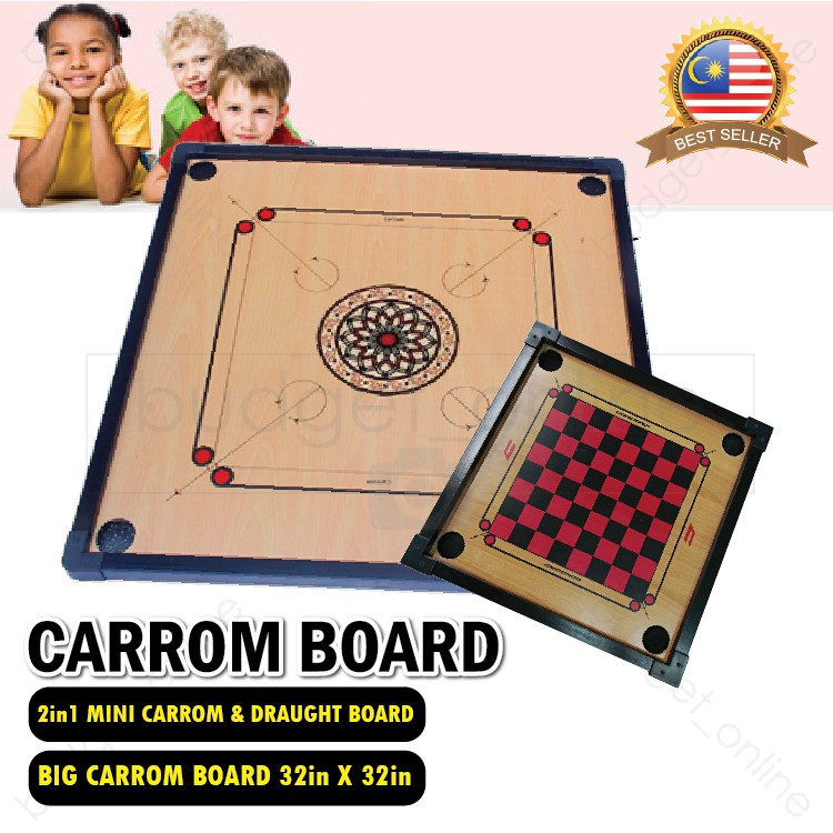 Wooden Carrom Board 2in1 Mini Draught Dam Haji Big Carrom Board Games Papan Permainan Carrom Shopee Singapore