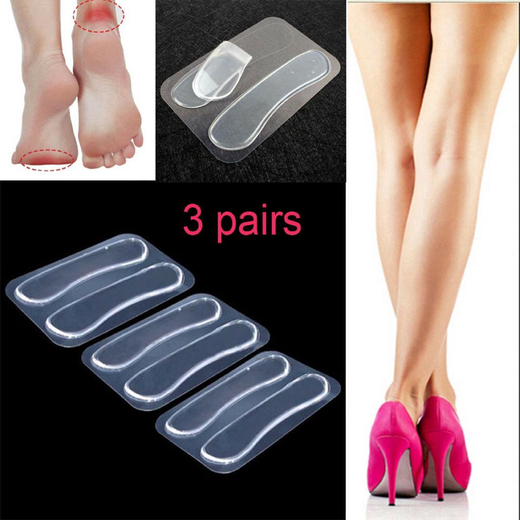 3 Pairs Gel Silicone Heel Grip Back Liner Shoe Insole Pad Foot Care
