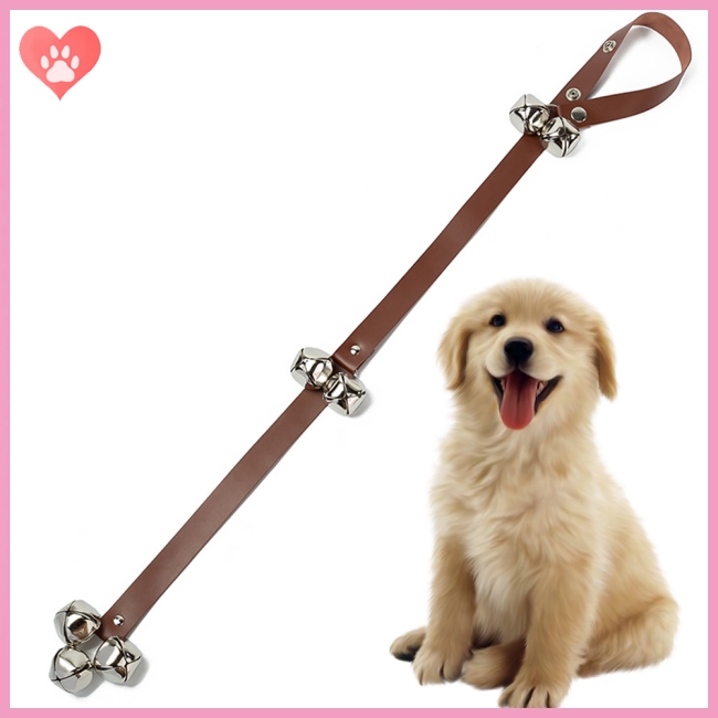 Pet Leather Hanging Rope With Door Bell For Guide Dog Training