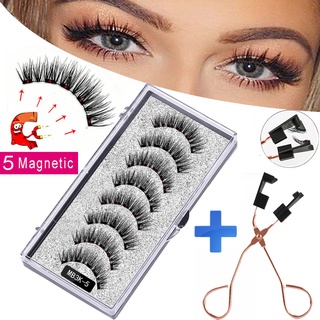 UrBeauty 5 Magnetic Eyelashes Natural with 3D Magnet Handmade 8pcs Magnetic Lashes Tweezer Set