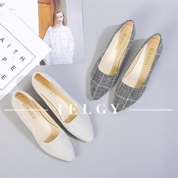 Image of IELGY Korean version of the work shoes flat pointed tide wild women 's shoes outdoor soft casual