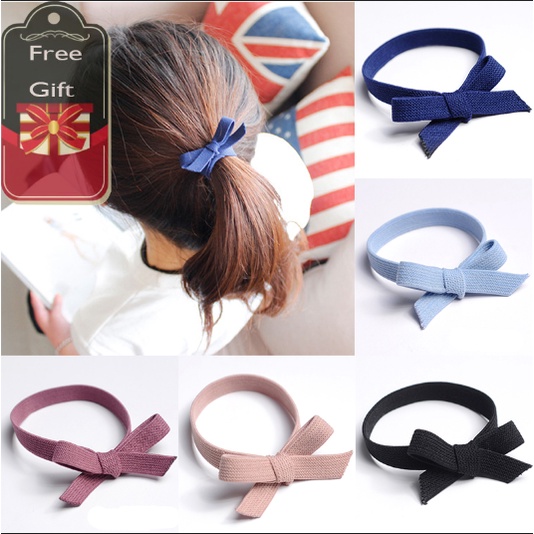 BINJIA 1Pc Solid Color Bow Knotted Hair Rubber Band Hair Ties High ...