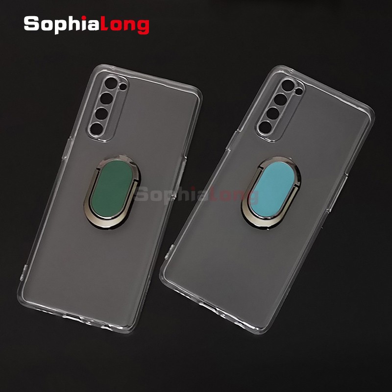 Oppo Reno 4 Reno4 Pro Case Global Version Soft Silicone Tpu Transparent Cover With Magnetic Metal Finger Ring Stand Casing Oppo Reno 4 Pro 4g Bracket Shell Shopee Singapore