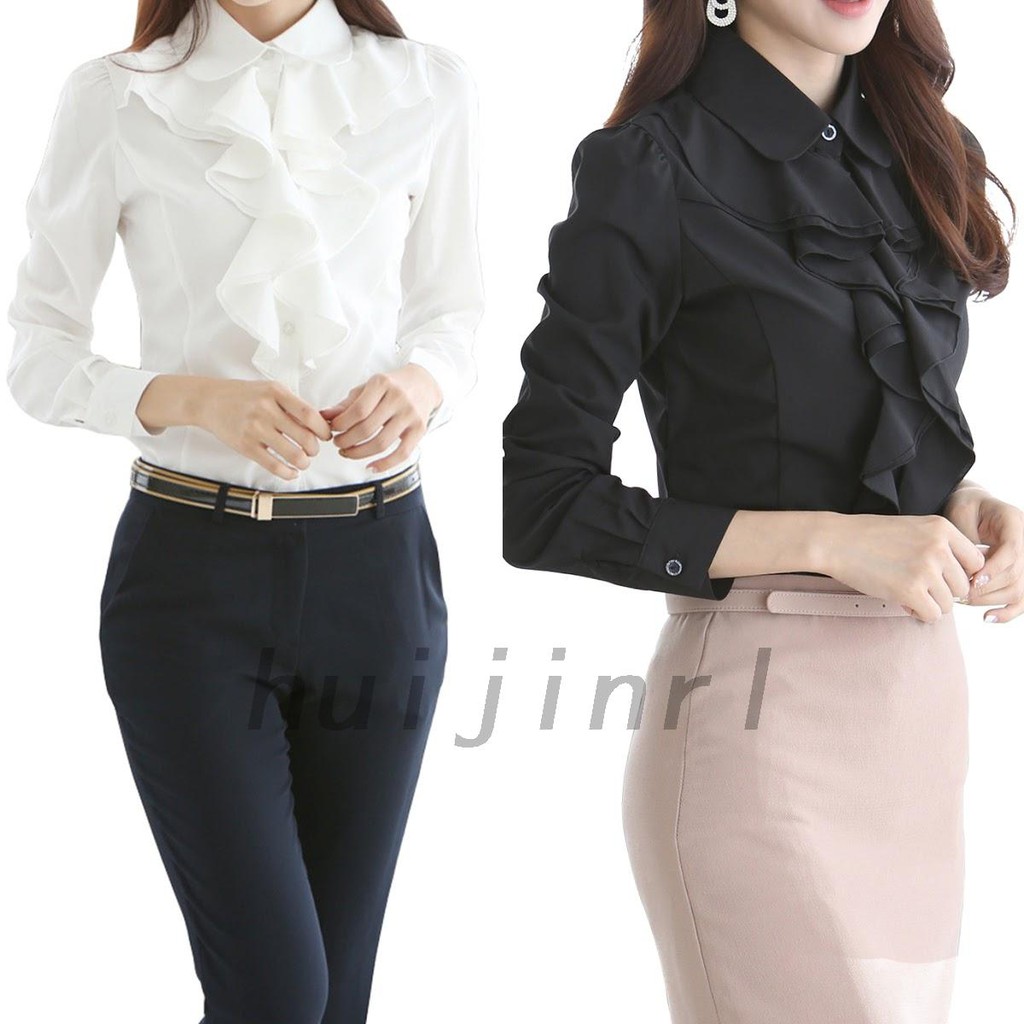 formal white blouses with ruffles