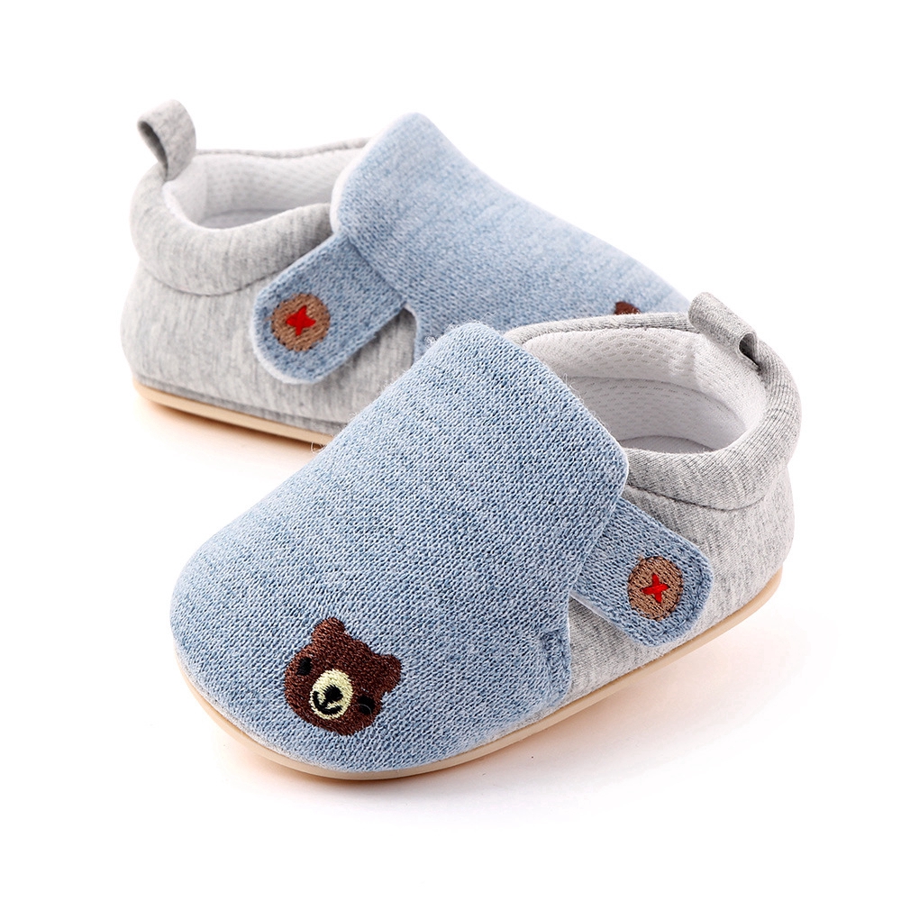 3 Colors Newborn Baby Shoes Cute Bear Pink Princess Soft Sole Shoe Breathable Infant Toddler Shoes Blue