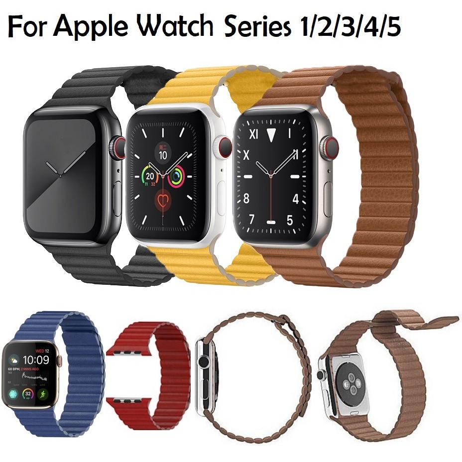 Apple Watch Series 5 4 3 2 1 Straps Iwatch 38mm 40mm 42mm 44mm Magnetic Leather Watch Band Bracelet Loop Shopee Singapore