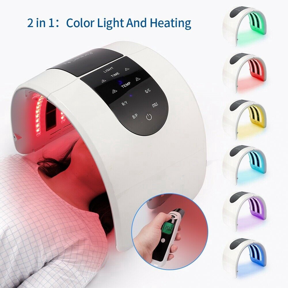 2 In 1 Photon LED Light Therapy 6 Colors Heat Treatment Face Skin