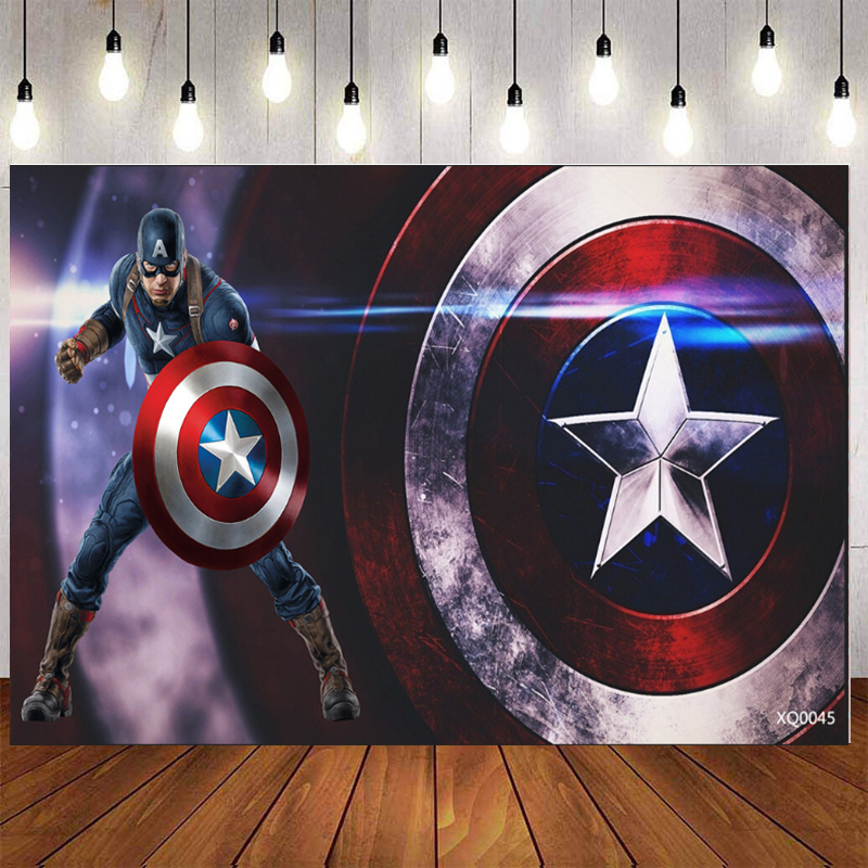 Captain America Heros Backdrop For Photography Baby Shower Kids Shield Background Birthday Party Decor Custom Name Photo Shopee Singapore