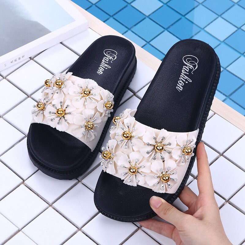 Soft Flat Slippers Shoes Women Flower Designer Flip Flops Women Beach Slippers Fashion Slide Zapatos Shopee Singapore