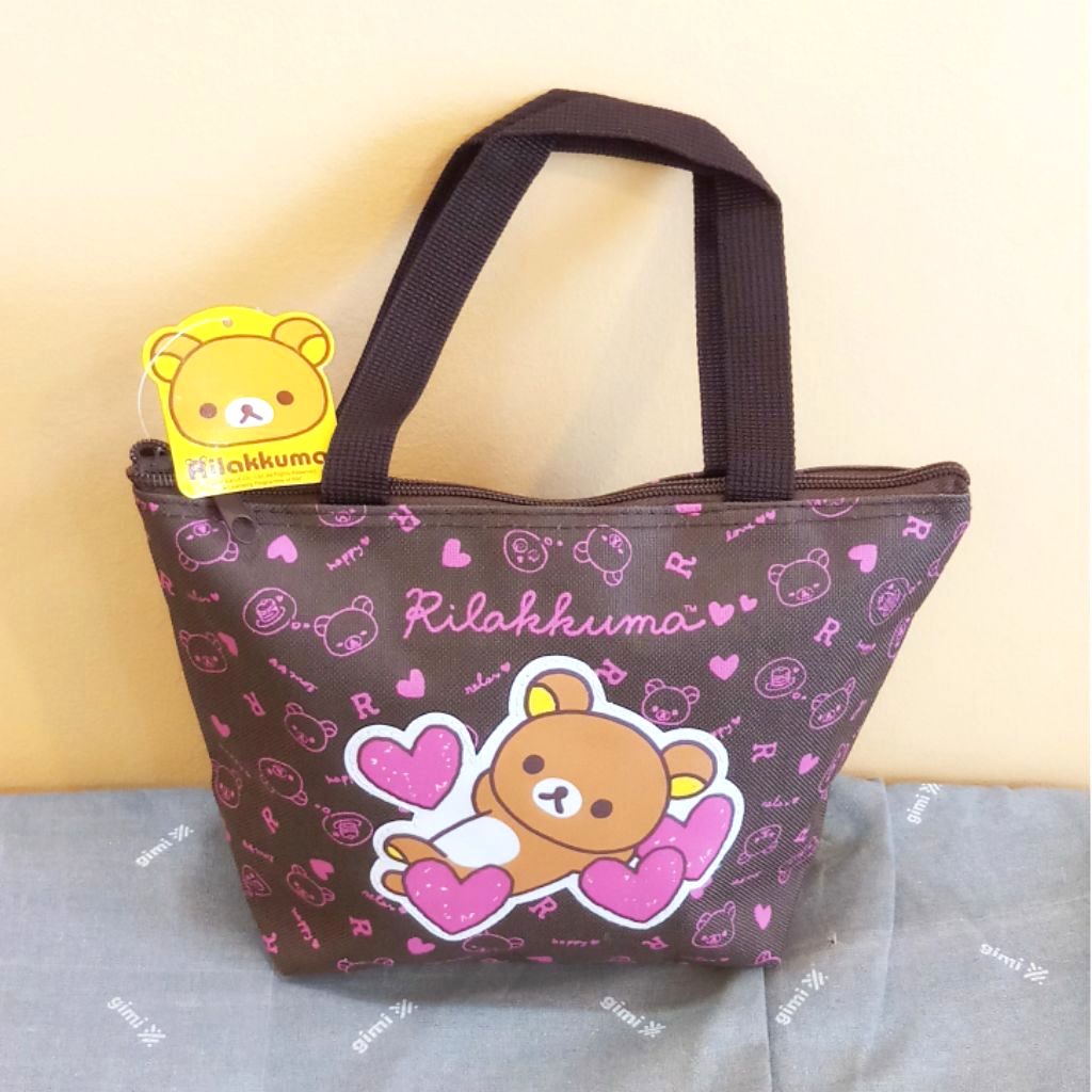 Rilakkuma san-x bear purple canvas handbag tote lunch bag storeage cartoon bag n 