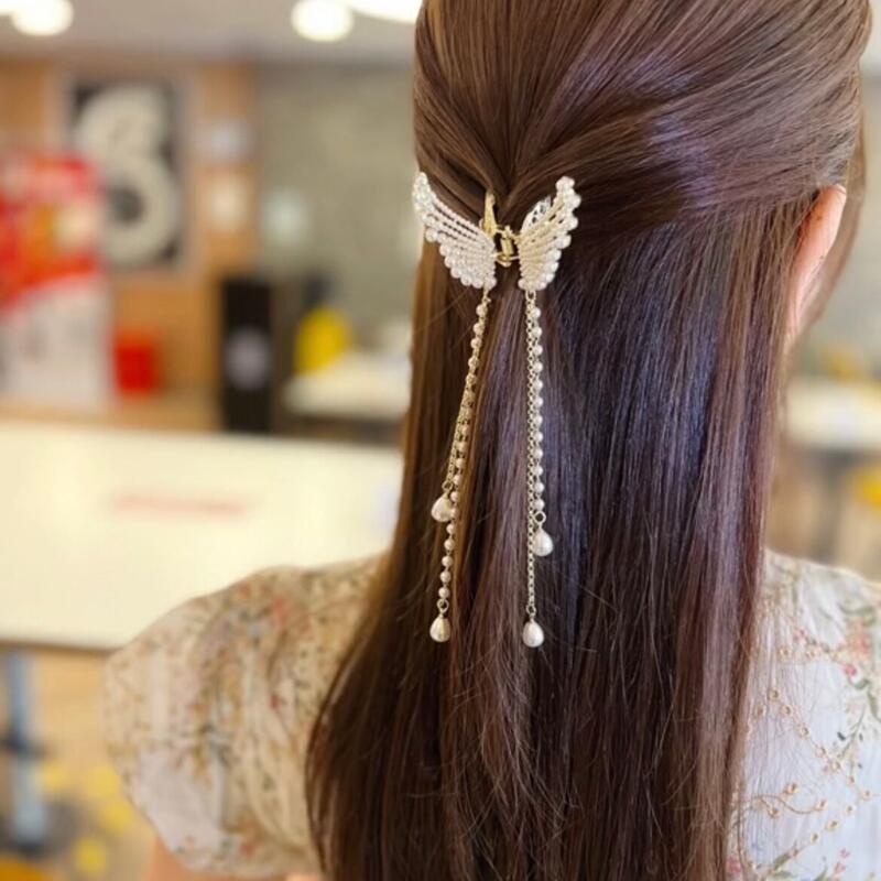 Korean Simple Pearl Flow Butterfly Hair Clip Elegant Temperament Ladies  Version Headdress | Shopee Singapore