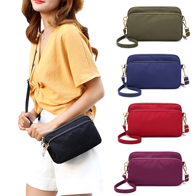Women&#39;s Multi-Pocket Waterproof Nylon Sling bag Shoulder Bag Mobile Phone Korean Style | Shopee ...