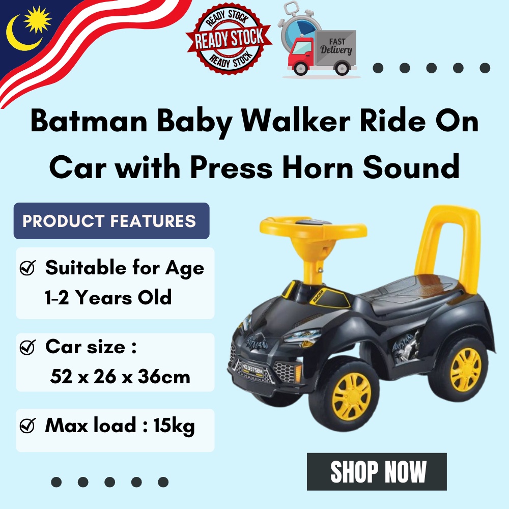  SALE ?? READY STOCK ?? Batman Kids Baby Walker Ride On Car with  Press Horn Sound | Shopee Singapore