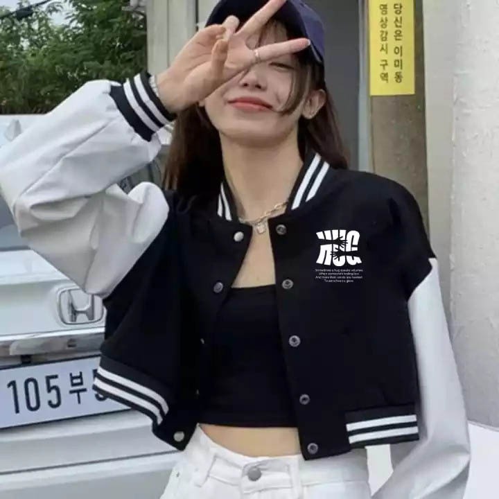 Varsity CROP Jacket - Women's CROP BASEBALL Jacket | Shopee Singapore