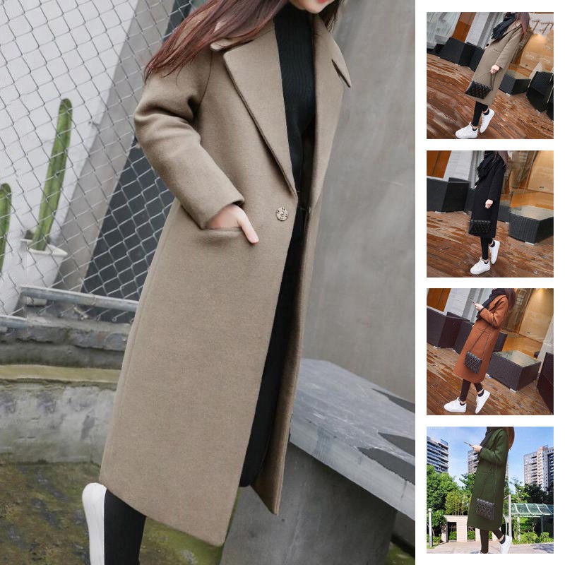 Hot Womens Winter Lapel Slim Coat Trench Jacket Long Maxi Parka Overcoat Outwear 