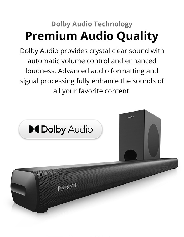 PRISM+ Flow 2.1ch Soundbar with Dolby Audio 240W Wireless Subwoofer