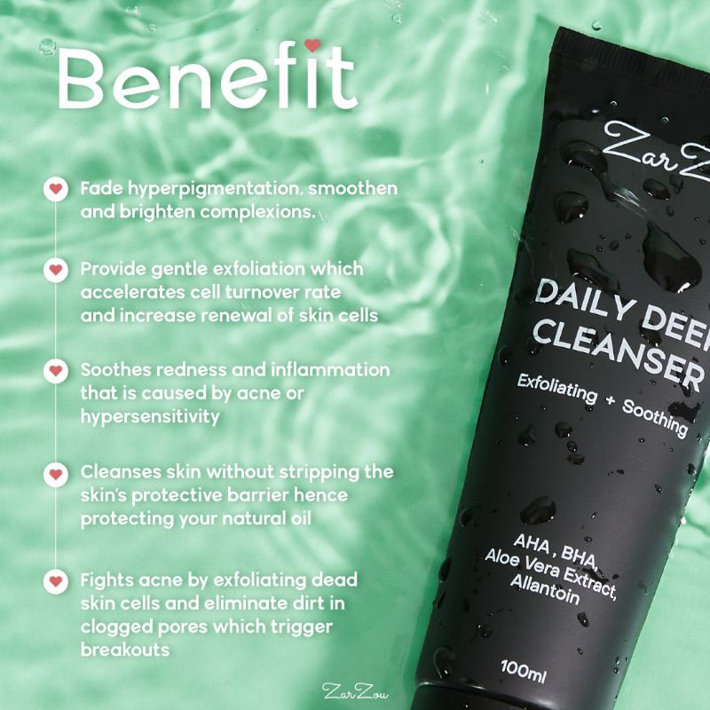 (SG OFFICIAL) Zarzou Daily Deep Cleanser DDC, mild exfoliating Cleanser