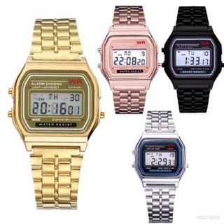 WAT Watch For Women Men Digital Led Waterproof Vintage Steel Belt Casio Square Watches Couple Student Jewelry Bracelet