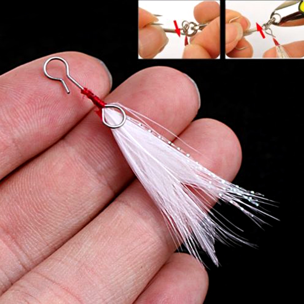4# 6# 8# Minnow Fishing Lures Crankbaits Feather Dressed Treble Hooks 100Pcs 