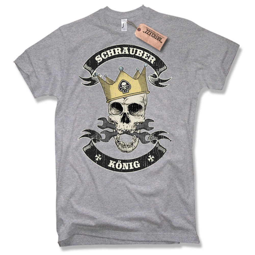 Schrauber Konig Skull Men T Shirt Biker Hot Rod Oldtimer Tuning Auto Mechaniker Gott Custom Men T Shirt Gray Shopee Singapore