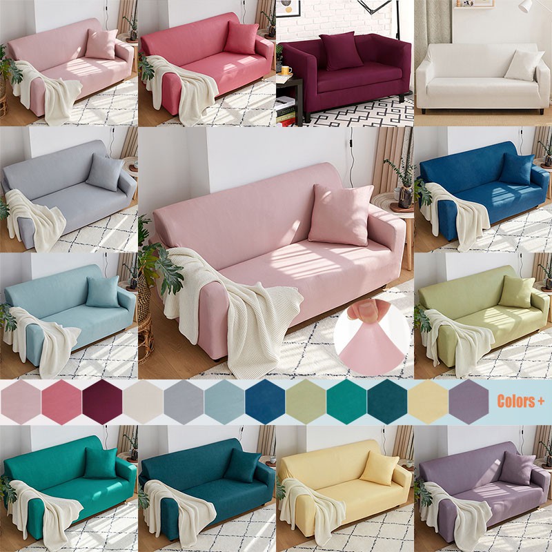 Multi Color Elastic Stretch Sofa Cover 1 2 3 4 Seater Plain Style L Shape Universal Anti Skid Couch Slipcover Coushion Cover Shopee Singapore