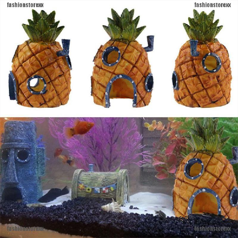 Cute SpongeBob House Fish Tank Aquarium Decoration For Kids Gift n~SG 