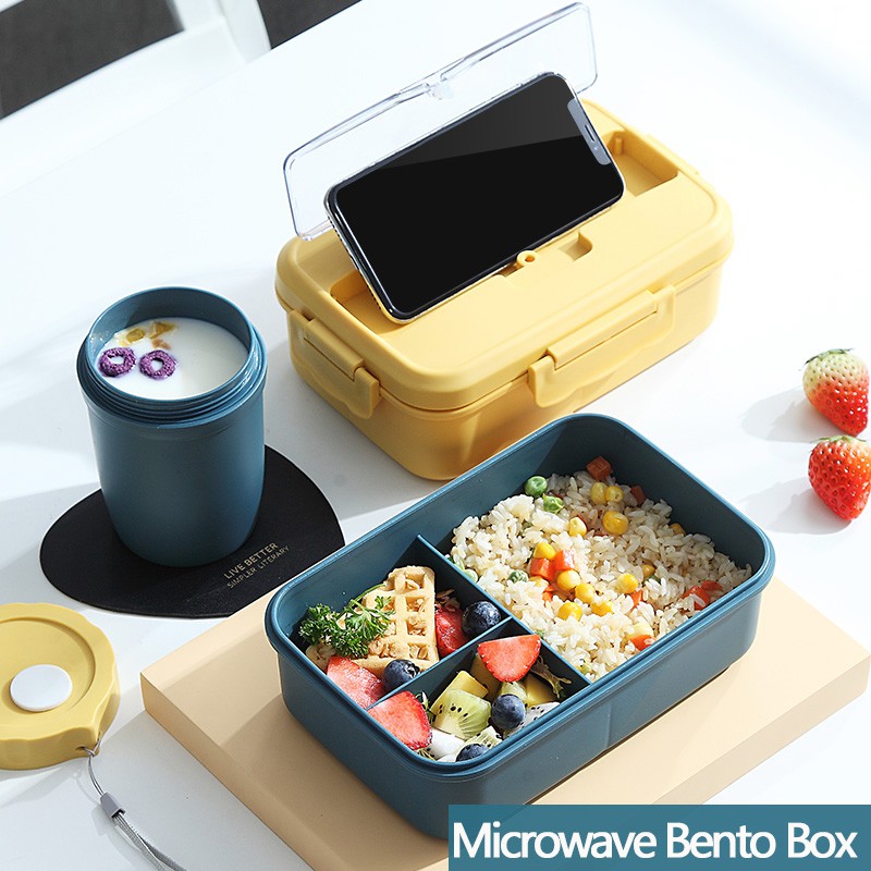 Microwave Lunch Box With Dinnerware Set Bento Box Student Workers Lunch ...