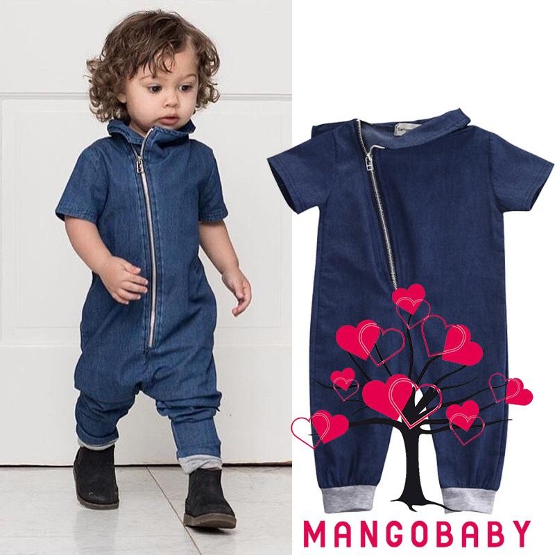 denim zipper jumpsuit