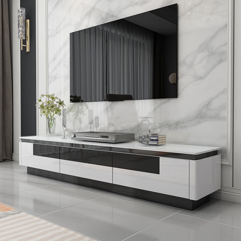 Tv Cabinet Modern Coffee Table Minimalist Combination Set Black And White Tempered Glass Living Room Film And Television Cabinet Shopee Singapore