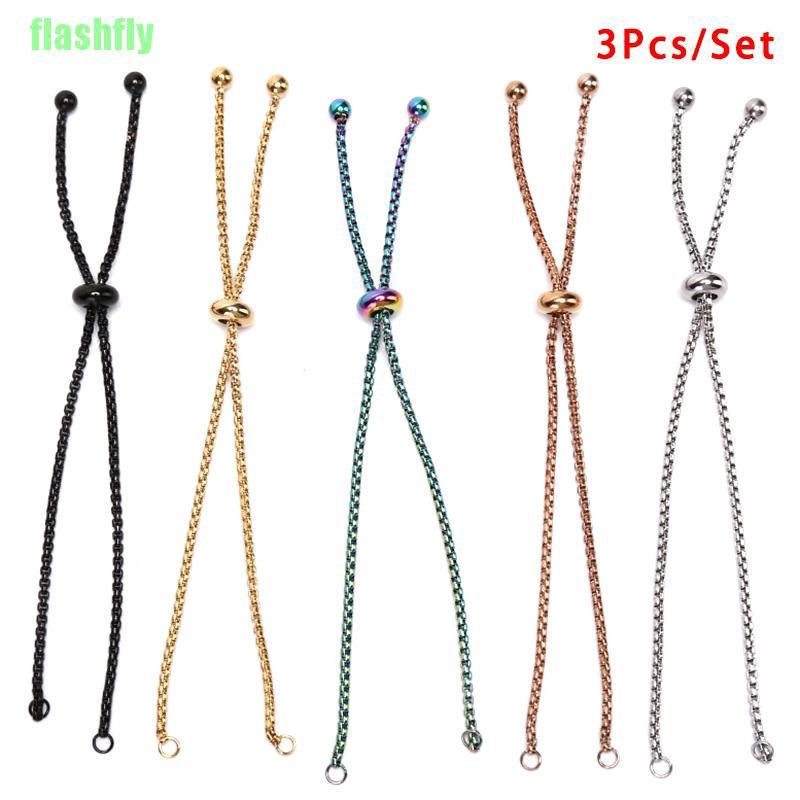 Ff 3pcs Set Stainless Steel Adjustable Slider Chain Diy Jewelry Making Bracelets Shopee Singapore