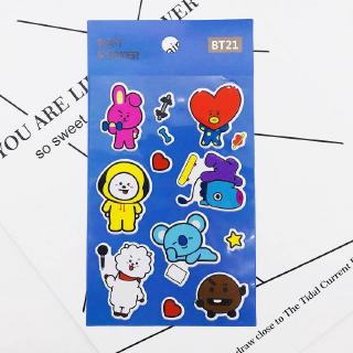 8 pcs cute kpop bts bt21 label stickers set decorative