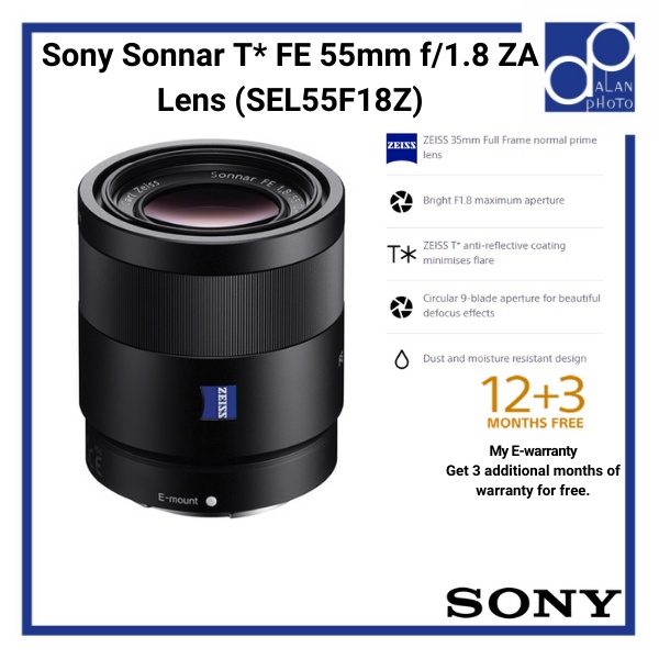 Sony Sonnar T* FE 55mm F1.8 ZA Lens (SEL55F18Z) - [Local 12 + 3
