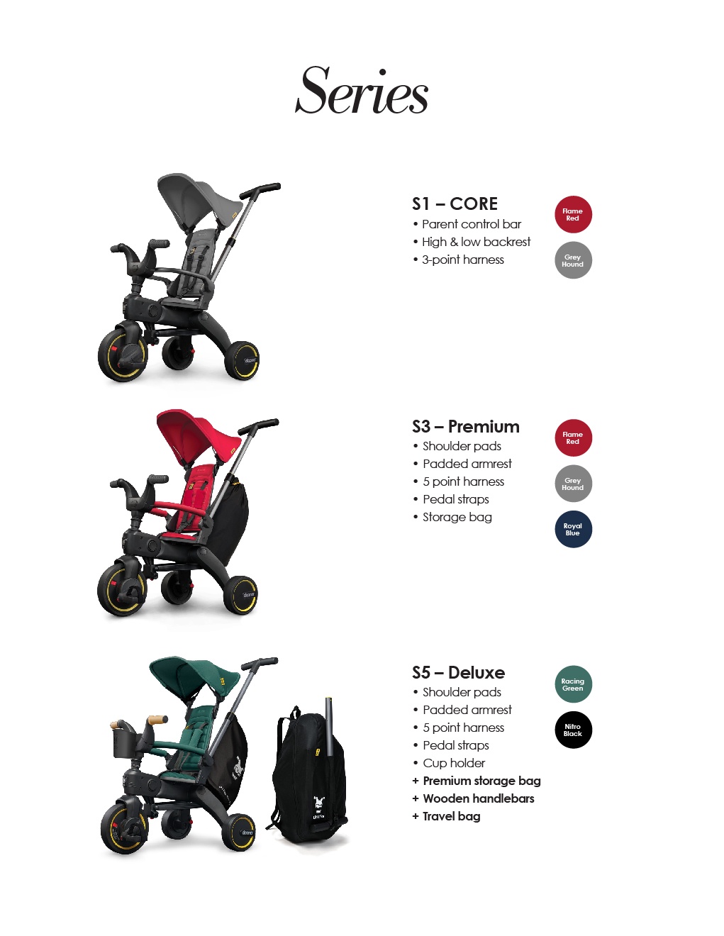 Doona S3 Liki Trike Various Colors 1 Year International Warranty