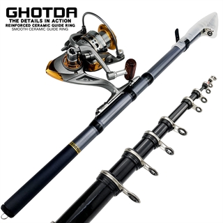 Portable Fishing Rod and Spinning Reel Combo 1.5 - 3.0m  Mini Carbon Rod Reel Set Telescopic Rods Kit Fish Tackle peche