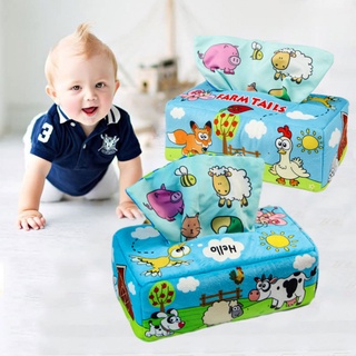 Sensory Pull Along Toddler Infant Baby Tissue Box - Juggling Rainbow Dance Scarves for Kids STEM Montessori Educational Manipulative Preschool Learning Toys 0-12 Month 1-2 Year Old #0