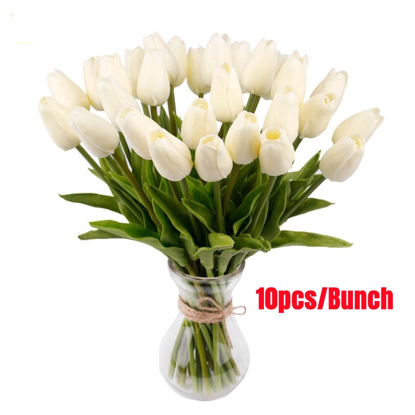 10pcs/Bunch Tulip Artificial Flowers Plants Latex Real Touch Party Wedding Bouquet Home Decor