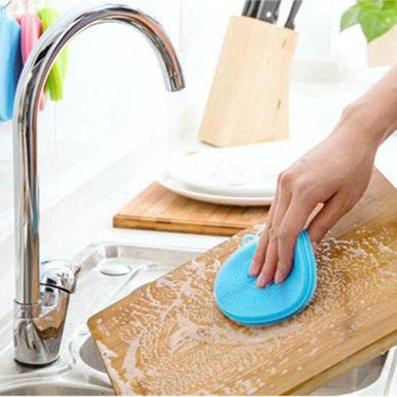 4-deep-Colour Silicone Sponge,Bunahome 4 Pieces Antibacterial Silicone Sponge Multipurpose Dishwashing Sponges and Dirt Cleaning Sponge for Kitchen 